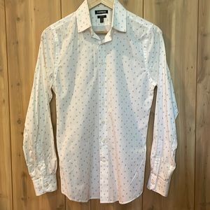 Express Men’s Extra Slim White Pattern Dress Shirt
